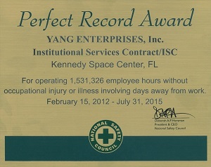 YEI-ISC wins National Safety Council Perfect Record Award 